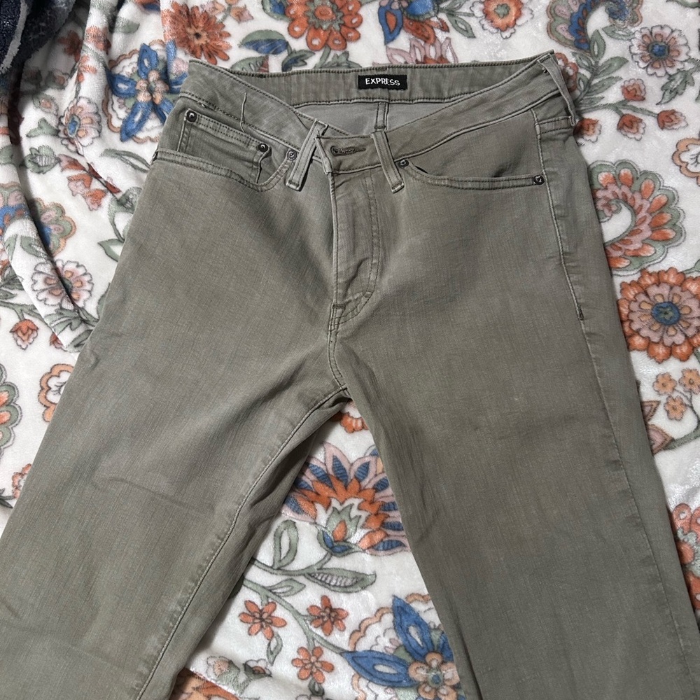 Express Dark Green Hyper Stretch Skinny Jeans | Men’s 30x32
